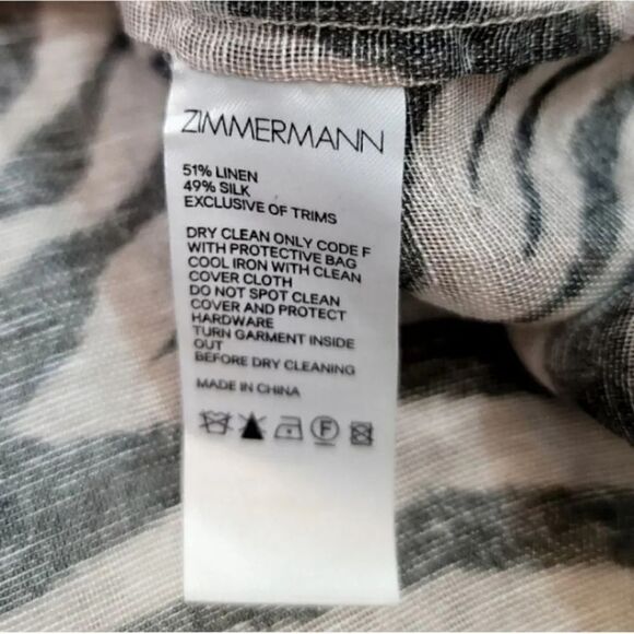 Zimmermann Corsage Safari Linen Silk Blend Animal Print Top Size 0/ US Size 4 - Picture 11 of 15